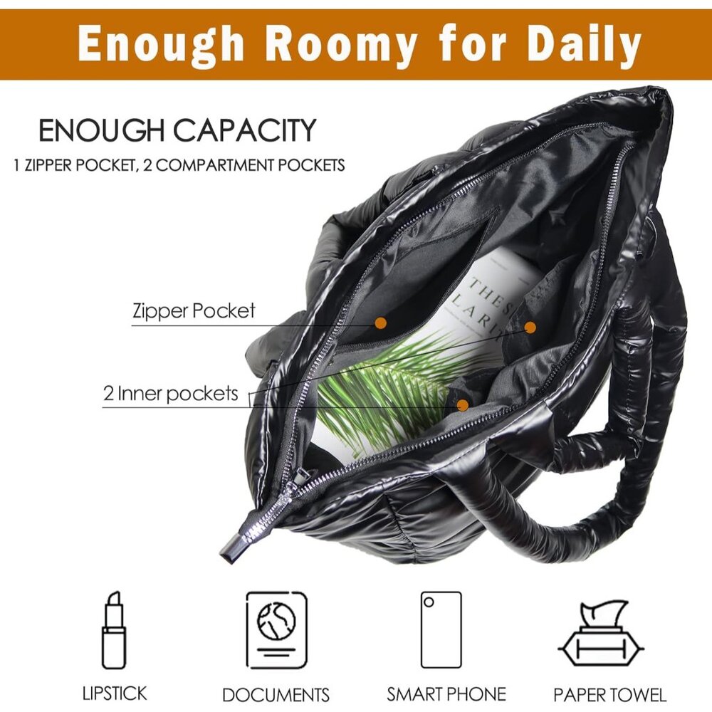 Versatile Large Capacity Puffer Tote - Stylish Ha… - image 6